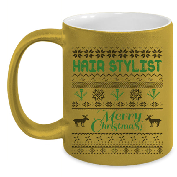 Merry Christmas Coffee Mug, Hair Stylist Accent Mug
