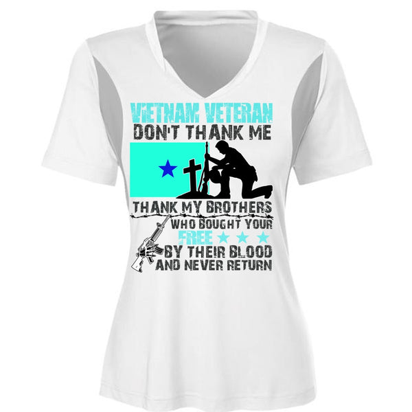 Vietnam Veteran T Shirt, Thank My Brothers T Shirt, Cool Shirt (Ladies LS Heather V-Neck)