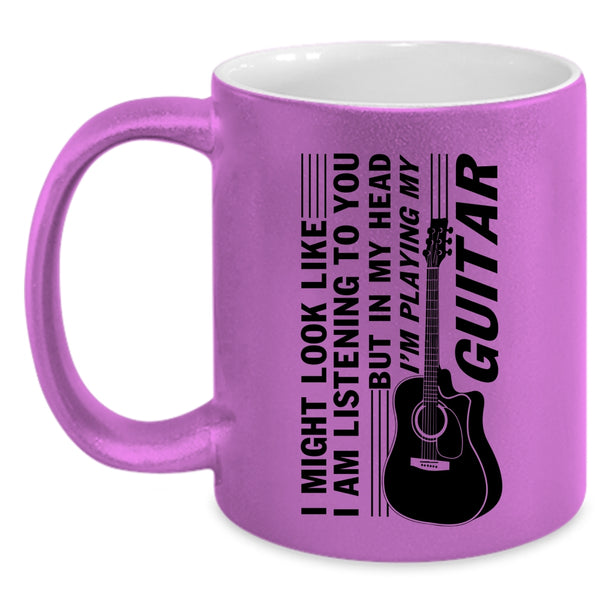 Cool Guitarist Coffee Mug, In My Head I'm Playing My Guitar Accent Mug