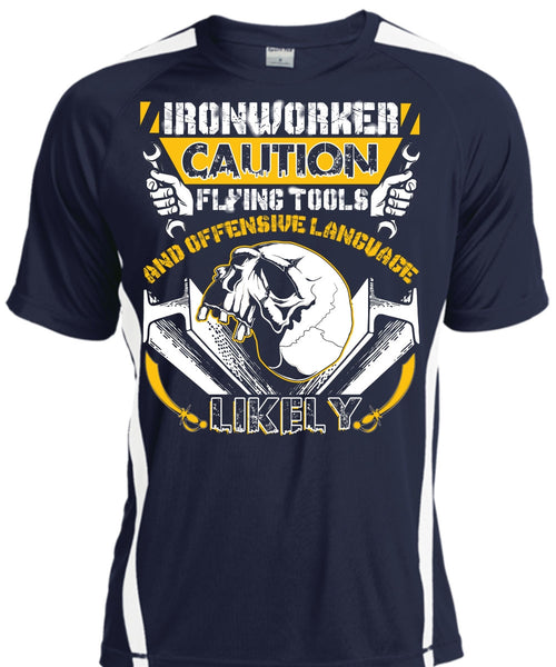 Ironworker Caution Flying Tools T Shirt, Being An Ironworker T Shirt, Cool Shirt
