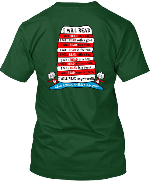 Dr. Seuss T Shirt, I Will Read On Boat T Shirt, The Cat in the Hat T Shirt, I Will Read Anywhere T Shirt
