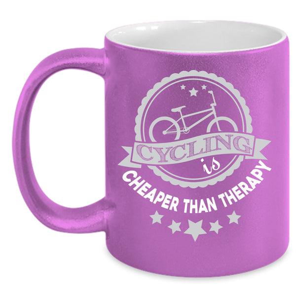 Cycling Is Cheaper Than Therapy Coffee Mug, Outdoor Coffee Cup