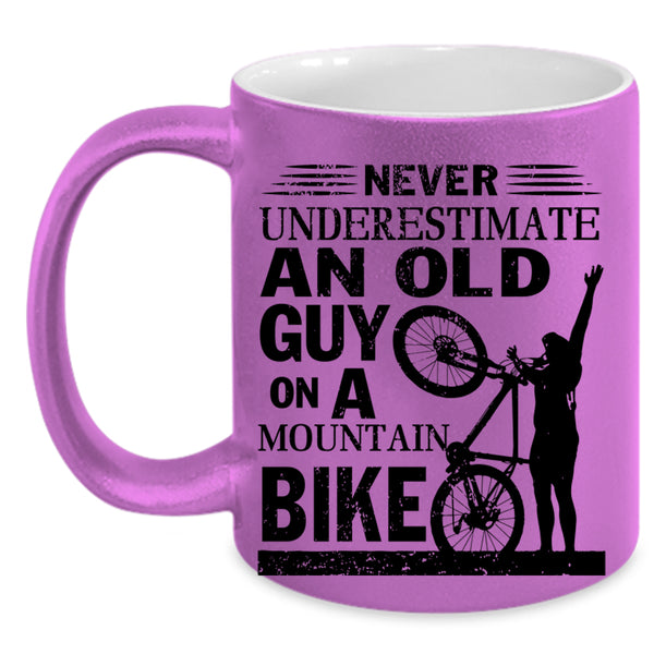 Bike Grandpas Coffee Mug, An Old Guy On A Mountain Bike Accent Mug