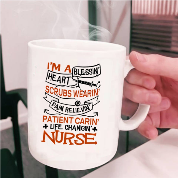 Blessing Heart Scrubs Wearing Coffee Mug, I'm A Nurse Cup
