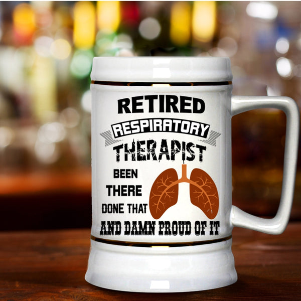Gift For Retirement Beer Stein 22oz, Retired Respiratory Therapist Beer Mug