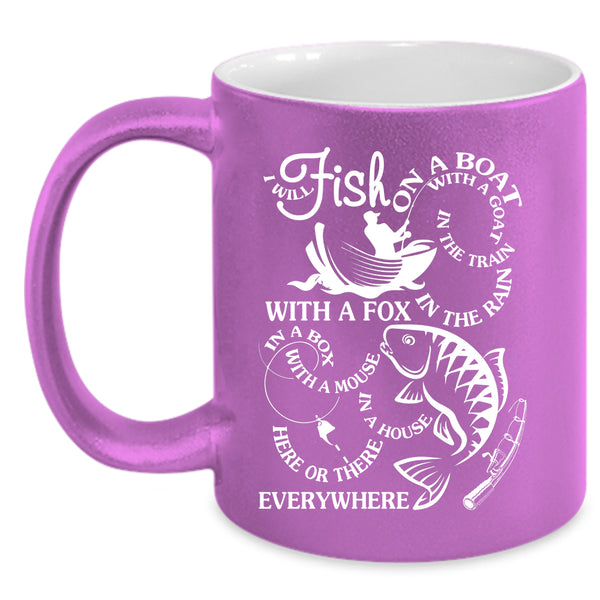 I Will Fish On A Boat With A Goat Coffee Mug, Funny Fisher Coffee Cup