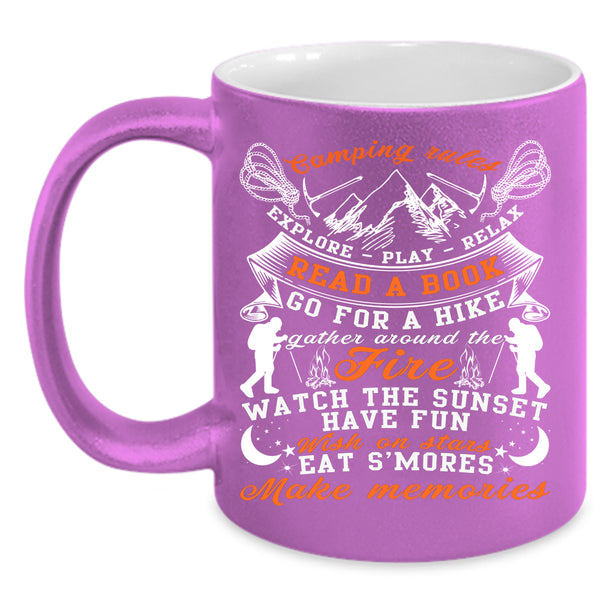 Camping Rules Coffee Mug, Cool Gift For Camper Coffee Cup