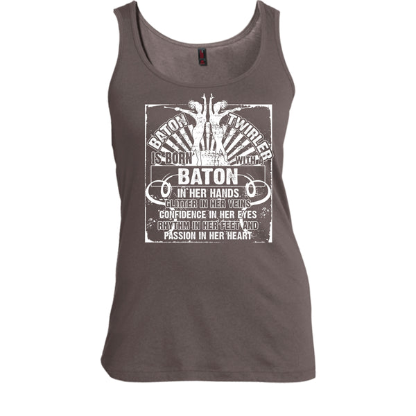 Baton Twirler T Shirt, Born With A Baton Tank Top