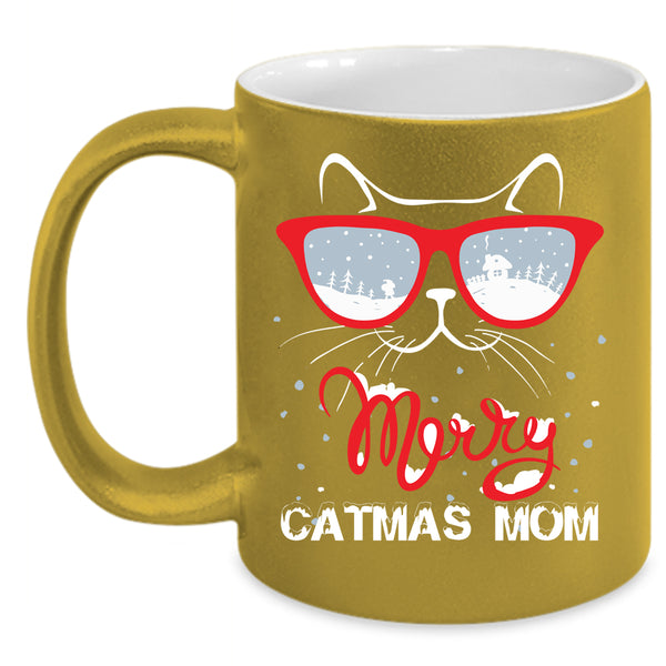 Merry Catmas Mom Coffee Mug, Noel Christmas Coffee Cup