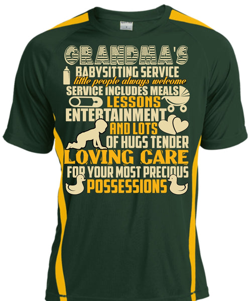 Grandma's Babysitting Service T Shirt, Loving Care T Shirt, Cool Shirt